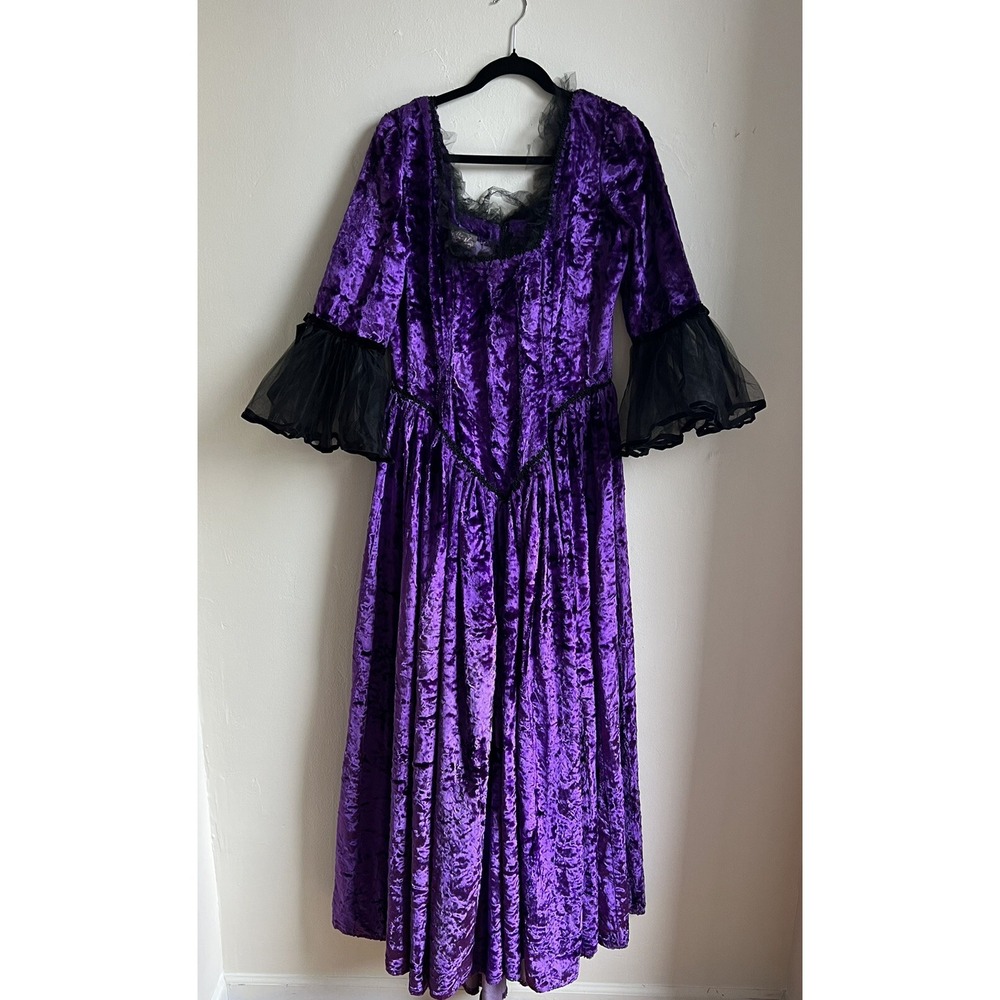 Jeannie Nitro Vintage Purple Velvet Gown Witchy Dress Size Large - Picture 2 of 10